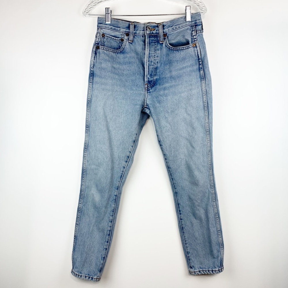 RE/DONE Originals Double Crop Light Wash Jeans Size 28 Button Fly 100% Cotton